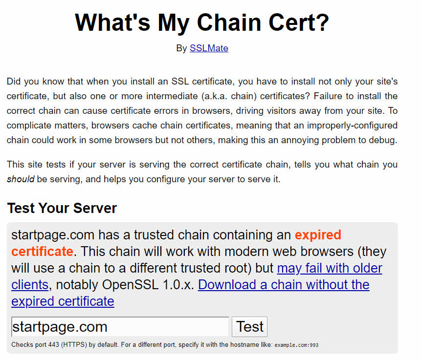 SSL Error Startpage.com